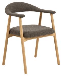 ADELE Marrone Taupe (tessuto Monza 40)/telaio Rovere Naturale - SEDIA IN LEGNO BOUCLÉ PER SALONE CUCINA STILE RETRO
