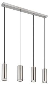Lampada a sospensione a LED, 4 luci, metallo, cromo, rotonda, H 120 cm