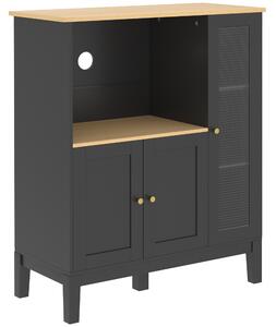 HOMCOM Mobile Microonde con Armadietto Inferiore e 3 Ripiani Laterali con Anta in Vetro, in Legno, 80x35x97 cm, Nero | Aosom Italy