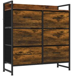 HOMCOM Cassettiera 6 cassetti stile industriale con telaio in acciaio e legno | Aosom Italy