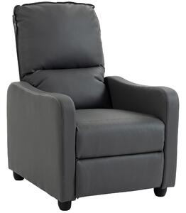 HOMCOM Poltrona Relax Reclinabile Manuale 155° con Poggiapiedi, in Pelle PU, per Soggiorno e Camera, Grigio scuro | Aosom Italy