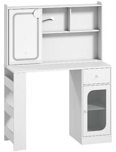 HOMCOM Toeletta da Trucco con Specchio Scorrevole Luci LED Cassetto Bianco | Aosom Italy