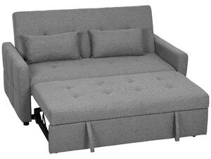 HOMCOM Divano Letto 2 Posti 3 in 1 in Lino con 2 Cuscini, Estraibile Clic Clac Reclinabile, Seduta Imbottita, Grigio | Aosom Italy