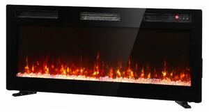 HOMCOM 102 cm Camino Elettrico da Incasso/Parete/Terra Ultrasottile 8.3 cm con Telecomando, 900/1800W, Timer, 35㎡ Nero | Aosom Italy