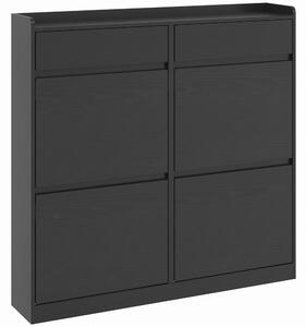 HOMCOM Scarpiera Slim in Legno con 4 Cassetti a Ribalta e 2 Cassetti Scorrevoli, 98x19.2x95.3 cm, Nero | Aosom Italy
