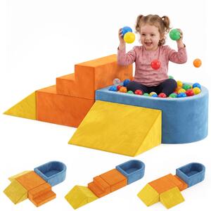 AIYAPLAY Percorso motorio per bambini in schiuma, 5 pezzi con piscina palline, velluto multicolore | Aosom Italy