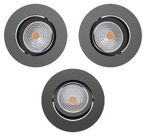 EGLO Set di 3 faretti da incasso Saliceto, con dimmer, faretti a soffitto rotondi in alluminio nero, bianco neutro, diametro 8,8 cm