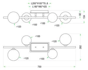 Wofi 7014-401W - Lampadario a plafone LED VILLA 4xG9/3W/230V oro
