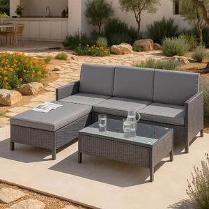 Set di mobili da giardino 'Murcia' in rattan 3 pezzi Mobili in rattan grigio scuro/chiaro