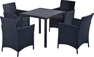 Set da giardino in polyrattan / Set da terrazza Minerva, 1 tavolo, 4 sedie
