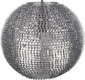 BELIANI Lampada a sospensione in metallo argentato con paralume rotondo e ottica in paillettes a forma di palla da discoteca