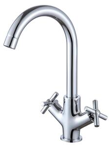 Rubinetto per lavabo cromato con design a foro centrale