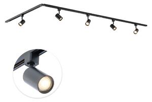 Qub Focus III - Sistema a binario LED - nero - monofase - 300 cm - 5x spot GU10 - forma a L