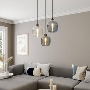 Euluna Sospensione Elio, 3 luci, blu/trasparente/grigio