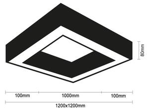 Plafoniera LED 150W/230V, 3000/4000/6500K selezionabili, 120x120 cm, nera