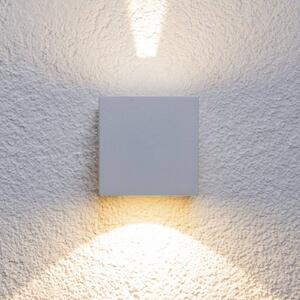 Lucande Applique da esterni LED Jarno, bianca, cubica