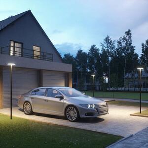 Lucande Lampada da esterno Akito LED, alluminio, grigio grafite, 220 cm, IP54