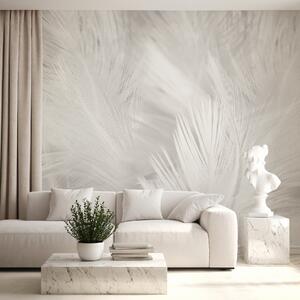 Carta da parati murale Piume bianche su una superficie bianca, Carta da parati popolare, Carta da parati popolare, u15622 - Muralas.it