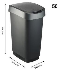 Pattumiera in plastica nera e argento 50 l Twist - Rotho