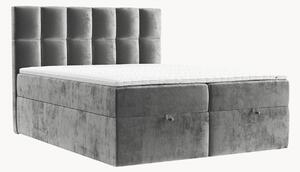 Letto boxspring in ciniglia fatto a mano con contenitore Essence, H4