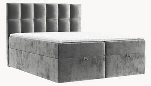 Letto boxspring in ciniglia fatto a mano con contenitore Essence, H4