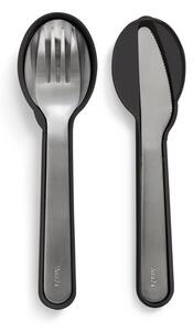 Set di posate da viaggio nero/argentato in acciaio inox 3 pz To Go – Lékué