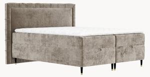 Letto boxspring in ciniglia fatto a mano con contenitore Voyage, H3