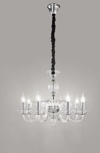 Lampadario bougie otto luci 6498 tr trasparente