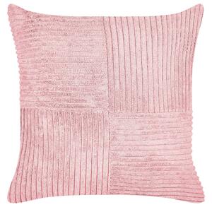 Set di 2 cuscini decorativi in velluto a coste rosa 43 x 43 cm con motivo a righe Design moderno Cuscini decorativi Beliani
