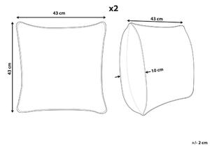 Set di 2 cuscini decorativi in velluto a coste viola 43 x 43 cm con motivo a righe Design moderno Cuscini decorativi Beliani