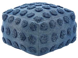 Pouf blu in cotone EPS riempito di perline 50 x 50 x 35 cm Ottomana quadrata con motivo geometrico a pois Stile Boho Soggiorno Camera dei bambini Accessorio per la casa Beliani