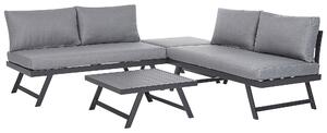 Set Divani Da Giardino 5 Posti grigio e nero Struttura Bianca Sedili Regolabili Tavolino Design Moderno Beliani
