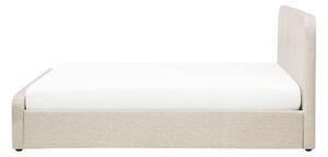 Letto a doghe Tessuto in poliestere beige Gambe in legno imbottite Pouf contenitore 140 x 200 cm matrimoniale Design moderno Beliani