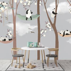 Carta da parati Panda in amaca sugli alberi, Carta da parati per Bambini, Carta da parati popolare, u25523 - Tapeko.it