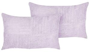 Set di 2 cuscini da lancio Cuscini decorativi in velluto a coste 47 x 27 cm Viola Beliani