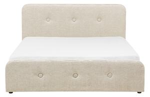Letto a doghe Tessuto in poliestere beige Gambe in legno imbottite Pouf contenitore 140 x 200 cm matrimoniale Design moderno Beliani