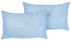 Set di 2 cuscini da lancio Cuscini decorativi in velluto a coste 47 x 27 cm Blu Beliani