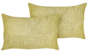Set di 2 cuscini da lancio Cuscini decorativi in velluto a coste 47 x 27 cm verde oliva Beliani