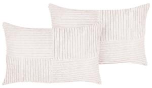 Set di 2 cuscini da lancio Cuscini decorativi in velluto a coste 47 x 27 cm bianco sporco Beliani