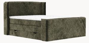 Letto boxspring in ciniglia fatto a mano con contenitore Freeland, H4