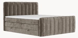 Letto boxspring in ciniglia fatto a mano con contenitore Novara, H4