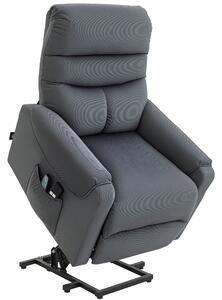 HOMCOM Poltrona Reclinabile Massaggiante con Telecomando, in Poliestere e Metallo, 79x97x103 cm, Grigio