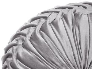 Cuscino Decorativo Tessuto grigio con Pieghe Rotondo 40 cm Accessori Arredamento Moderno Minimalista Beliani