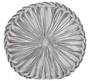 Cuscino Decorativo Tessuto grigio con Pieghe Rotondo 40 cm Accessori Arredamento Moderno Minimalista Beliani