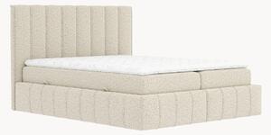 Letto boxspring in bouclé fatto a mano con contenitore Moretti, H4