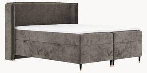 Letto boxspring in ciniglia fatto a mano con contenitore Segni