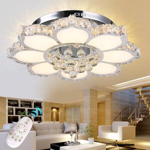Lampada da soffitto a LED, modello 3017WJ-660, 132W, con telecomando. Colore e intensità della luce regolabili. Cristalli di 3x5 cm. 132 watt, classe energetica A+
