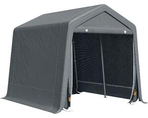 Outsunny Tendone Garage per Auto, Moto e Attrezzi in Metallo e Tessuto PE, 280x240x240cm, Grigio|Aosom