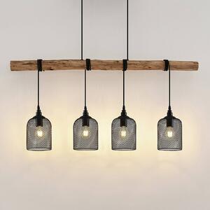 Lindby Elrond lampada sospensione con legno 4 luci
