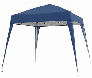 Outsunny Gazebo Pieghevole da Giardino 2.4x2.4m con Struttura in Acciaio e Corde Antivento, Blu